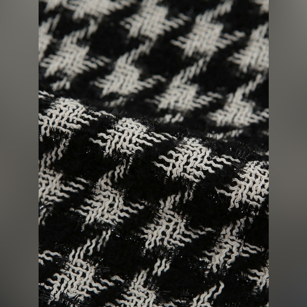 Wide-Leg Houndstooth Pants Black & White Pull On Pant Trousers preppy career, S - Picture 2 of 15
